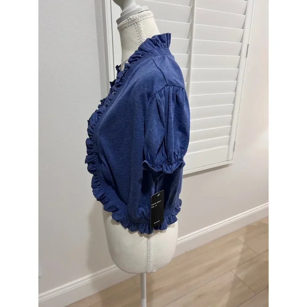 Romantic Ruffled Blue Shrug Just Love Womens 1X - Picture 2 of 8